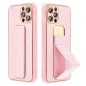 Apple iPhone 14 Hülle LEATHER Case Kickstand Rosa 