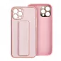 Apple iPhone 14 Hülle LEATHER Case Kickstand Rosa 