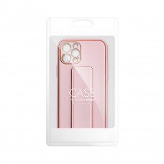 Apple iPhone 14 Hülle LEATHER Case Kickstand Rosa 