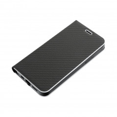 Apple iPhone 14 Pro Book Handytaschen LUNA Book Carbon Kohlenstoff-Faser, Elegant  Schwarz 