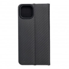 Apple iPhone 14 Book Handytaschen LUNA Book Carbon Kohlenstoff-Faser, Elegant  Schwarz 