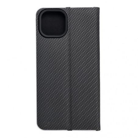 Apple iPhone 14 Book Handytaschen LUNA Book Carbon Kohlenstoff-Faser, Elegant  Schwarz 