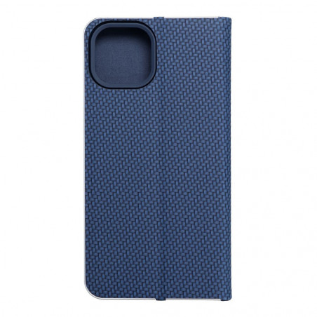 Apple iPhone 14 Book Handytaschen LUNA Book Carbon Kohlenstoff-Faser, Elegant  Blau 