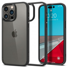 Apple iPhone 14 Pro Hülle Spigen Ultra Hybrid Kristallklar  Matt Schwarz