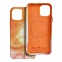 Apple iPhone 15 Hülle Leather Mag Cover Elegant  MagSAFE  Orange Spritzer 