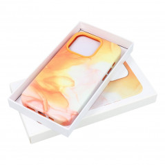 Apple iPhone 15 Hülle Leather Mag Cover Elegant  MagSAFE  Orange Spritzer 