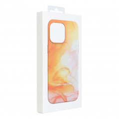 Apple iPhone 15 Hülle Leather Mag Cover Elegant  MagSAFE  Orange Spritzer 