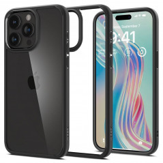 Apple iPhone 15 Pro Max Hülle Spigen Ultra Hybrid Kristallklar  Matt Schwarz 