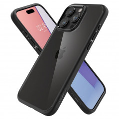 Apple iPhone 15 Pro Max Hülle Spigen Ultra Hybrid Kristallklar  Matt Schwarz 