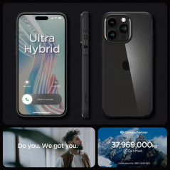 Apple iPhone 15 Pro Max Hülle Spigen Ultra Hybrid Kristallklar  Matt Schwarz 