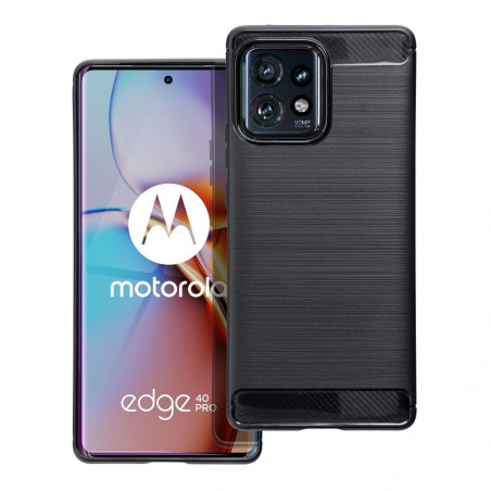 Motorola Edge 40 Pro 5G Hülle Carbon Elegant  Schwarz 