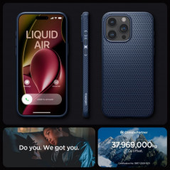 Apple iPhone 15 Pro Max Hülle Spigen  Liquid Air Navy blau 