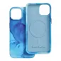 Apple iPhone 15 Pro Hülle Leather Mag Cover Elegant  MagSAFE  Blau Spritzer 