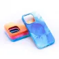 Apple iPhone 15 Hülle Leather Mag Cover Elegant  MagSAFE  Blau Spritzer 