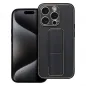 Apple iPhone 15 Pro Hülle LEATHER Case Kickstand Schwarz 