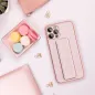 Apple iPhone 15 Plus Hülle LEATHER Case Kickstand Rosa 