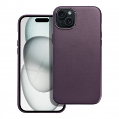 Apple iPhone 15 Plus Hülle Leather Mag Cover Elegant  MagSAFE  Dunkelviolett