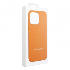 Apple iPhone 15 Pro Hülle Leather Mag Cover Elegant  MagSAFE  Orange 