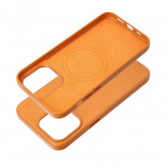 Apple iPhone 15 Pro Max Hülle Leather Mag Cover Elegant  MagSAFE  Orange 