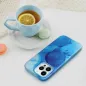 Apple iPhone 15 Pro Max Hülle Leather Mag Cover Elegant  MagSAFE  Blau Spritzer 