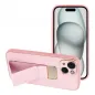 Apple iPhone 15 Hülle LEATHER Case Kickstand Rosa 