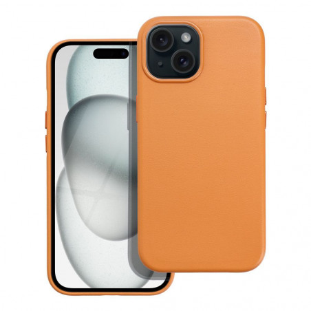 Apple iPhone 15 Hülle Leather Mag Cover Elegant  MagSAFE  Orange