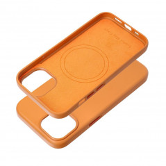 Apple iPhone 15 Hülle Leather Mag Cover Elegant  MagSAFE  Orange 