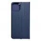 Apple iPhone 15 Book Handytaschen LUNA Book Carbon Kohlenstoff-Faser, Elegant  Blau 