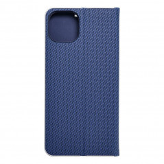 Apple iPhone 15 Plus Book Handytaschen LUNA Book Carbon Kohlenstoff-Faser, Elegant  Blau