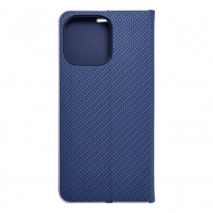 Apple iPhone 15 Pro Max Book Handytaschen LUNA Book Carbon Kohlenstoff-Faser, Elegant  Blau 