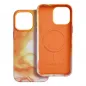 Apple iPhone 14 Pro Max Hülle Leather Mag Cover Elegant  MagSAFE  Orange Spritzer 