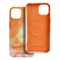 Apple iPhone 13 Hülle Leather Mag Cover Elegant  MagSAFE  Orange Spritzer 