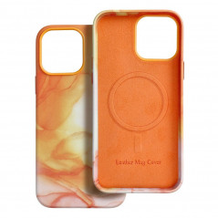 Apple iPhone 13 Pro Max Hülle Leather Mag Cover Elegant  MagSAFE  Orange Spritzer 