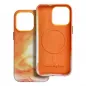 Apple iPhone 13 Pro Hülle Leather Mag Cover Elegant  MagSAFE  Orange Spritzer 