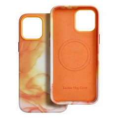 Apple iPhone 12 Pro Max Hülle Leather Mag Cover Elegant  MagSAFE  Orange Spritzer 