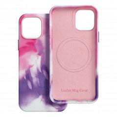 Apple iPhone 12 Pro Hülle Leather Mag Cover Elegant  MagSAFE  Lila Spritzer 