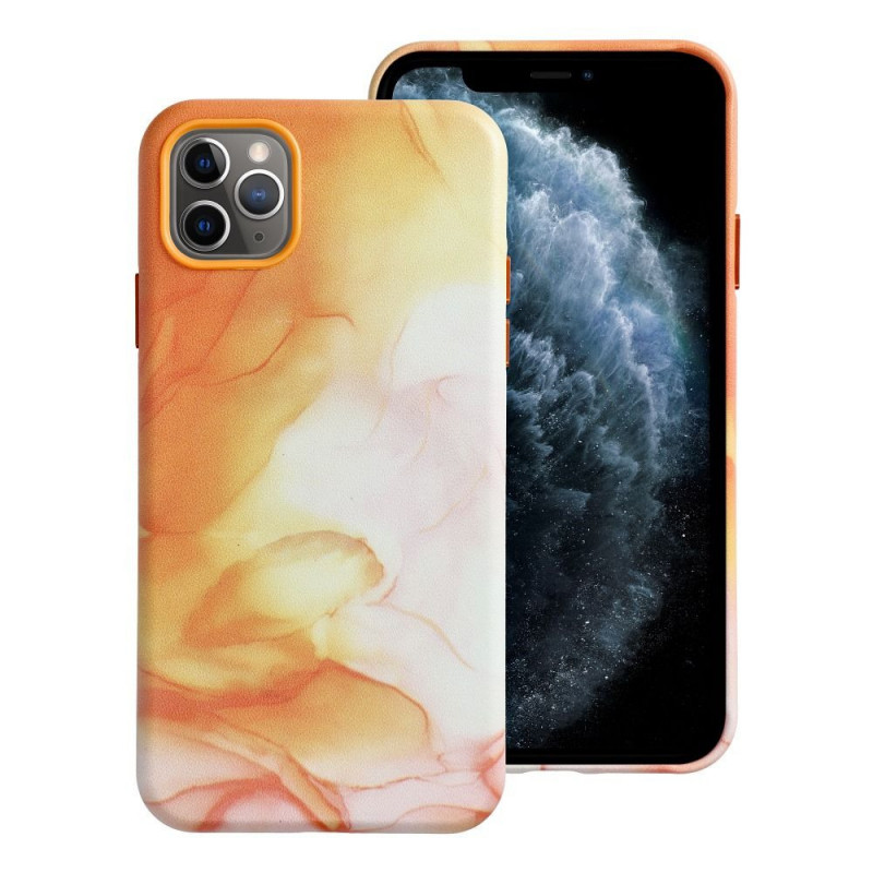 Apple iPhone XS Max Hülle Leather Mag Cover Elegant  MagSAFE  Orange Spritzer 