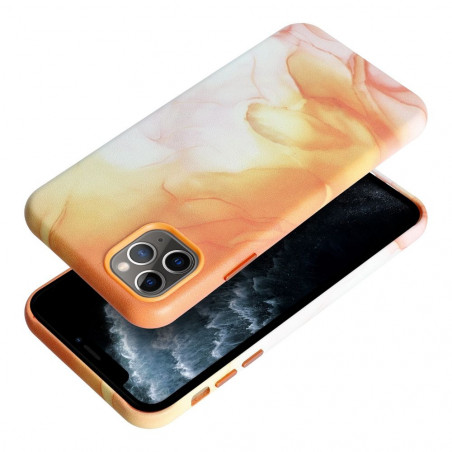 Apple iPhone 11 Pro Max Hülle Leather Mag Cover Elegant  MagSAFE  Orange Spritzer