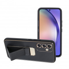 Samsung Galaxy A54 Hülle LEATHER Case Kickstand Schwarz 