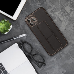 Samsung Galaxy A54 Hülle LEATHER Case Kickstand Schwarz 