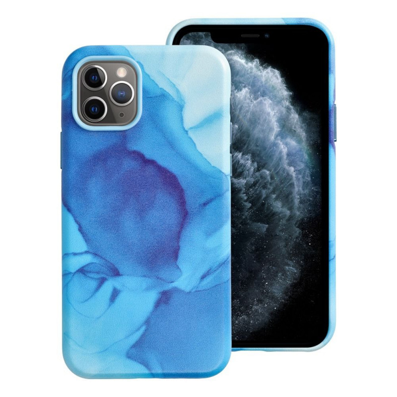 Apple iPhone 11 Pro Hülle Leather Mag Cover Elegant  MagSAFE  Blau Spritzer 