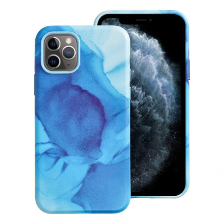 Apple iPhone 11 Pro Hülle Leather Mag Cover Elegant  MagSAFE  Blau Spritzer