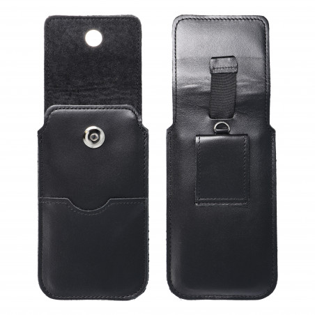 Apple iPhone 5 5S Universaletui, Gürtelholster ROYAL - Leather universal flap pocket Schwarz 