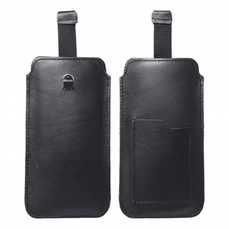 Apple iPhone 5 5S Universaletui, Gürtelholster ROYAL - Leather universal flap pocket Schwarz 