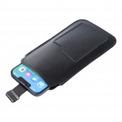 Apple iPhone 5 5S Universaletui, Gürtelholster ROYAL - Leather universal flap pocket Schwarz 