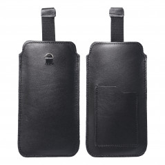 Apple iPhone 11 Universaletui, Gürtelholster ROYAL - Leather universal flap pocket Schwarz 