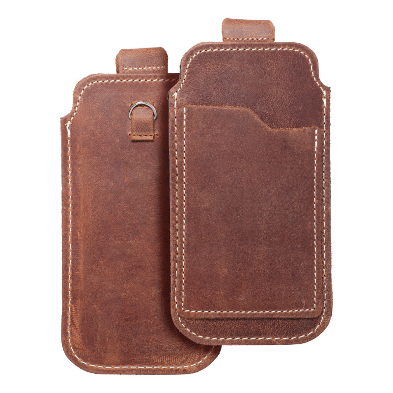 Apple iPhone 5 5S Universaletui, Gürtelholster ROYAL - Leather universal flap pocket Braun 