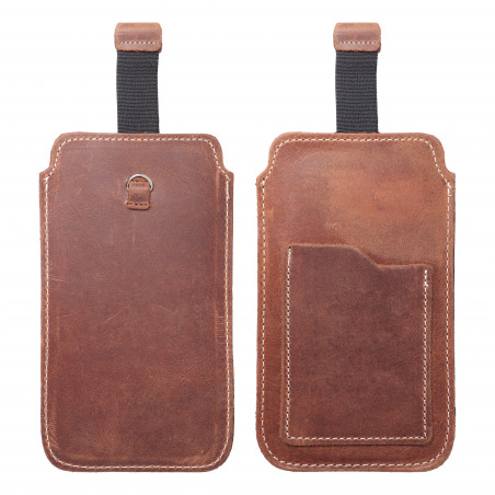 Apple iPhone 5 5S Universaletui, Gürtelholster ROYAL - Leather universal flap pocket Braun 