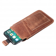 Apple iPhone 5 5S Universaletui, Gürtelholster ROYAL - Leather universal flap pocket Braun 