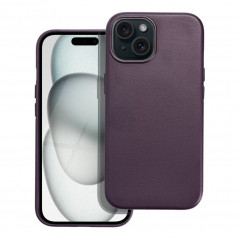 Apple iPhone 15 Hülle Leather Mag Cover Elegant  MagSAFE  Dunkelviolett 